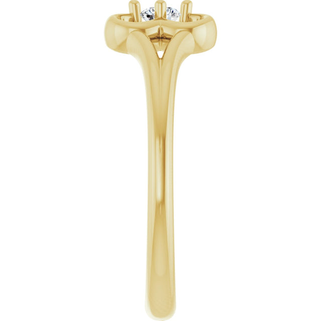 14K Gold Round Natural Diamond Youth Flower Ring - Yellow Gold - view 9