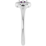 14K Gold Round Natural Alexandrite Youth Flower Ring - White Gold - view 9