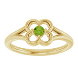 14K Gold Round Natural Peridot Youth Flower Ring - Yellow Gold - view 8