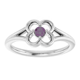 14K Gold Round Natural Alexandrite Youth Flower Ring - White Gold - view 8