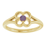 14K Gold Round Natural Alexandrite Youth Flower Ring - Yellow Gold - view 8
