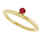 14K Gold Round Natural Ruby Asymmetric Stackable Ring - Yellow Gold - view 15