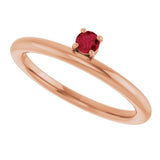 14K Gold Round Lab-Grown Ruby Asymmetric Stackable Ring - Rose Gold - view 18