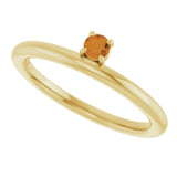 14K Gold Round Natural Citrine Asymmetric Stackable Ring - Yellow Gold - view 15