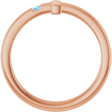 14K Gold Round Natural Aquamarine Youth Sideways Cross Ring - Rose Gold - view 7