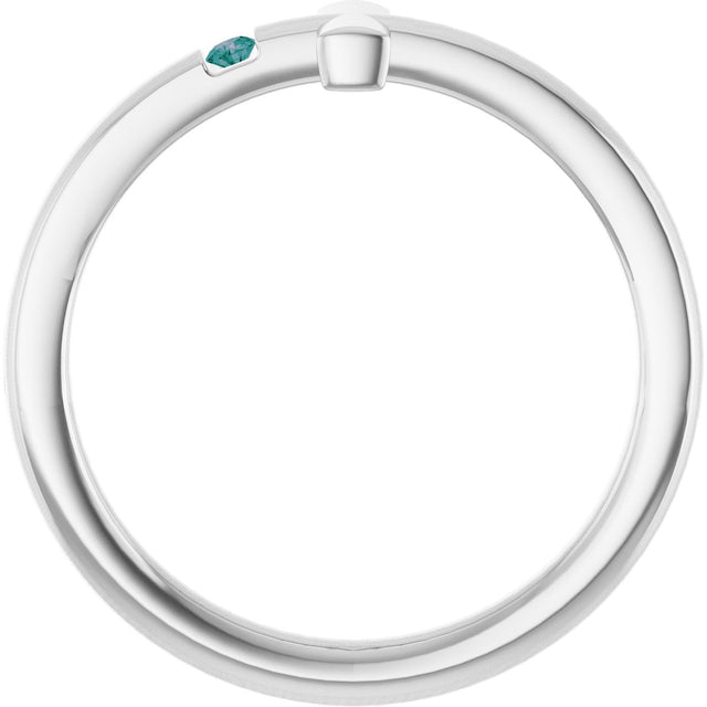 14K Gold Round Natural Alexandrite Youth Sideways Cross Ring - White Gold - view 6