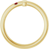 14K Gold Round Natural Mozambique Garnet Youth Sideways Cross Ring - Yellow Gold - view 6