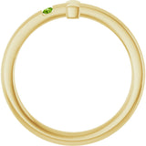14K Gold Round Natural Peridot Youth Sideways Cross Ring - Yellow Gold - view 7