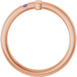 14K Gold Round Natural Amethyst Youth Sideways Cross Ring - Rose Gold - view 7
