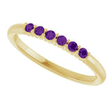 14K Gold Round Natural Amethyst Accented Stackable Ring - Yellow Gold - view 10