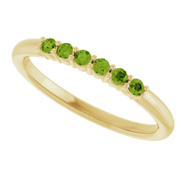 14K Gold Round Natural Peridot Accented Stackable Ring - Yellow Gold - view 10