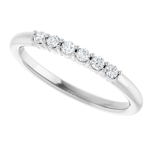 Platinum Round Natural Diamond Accented Stackable Ring - view 10