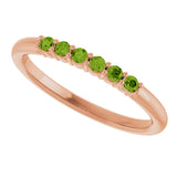 14K Gold Round Natural Peridot Accented Stackable Ring - Rose Gold - view 10