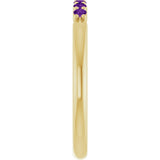 14K Gold Round Natural Amethyst Accented Stackable Ring - Yellow Gold - view 9