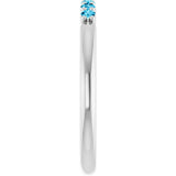 Platinum Round Natural Aquamarine Accented Stackable Ring - view 9