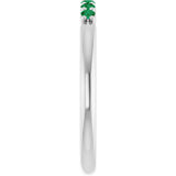 Platinum Round Natural Emerald Accented Stackable Ring - view 9