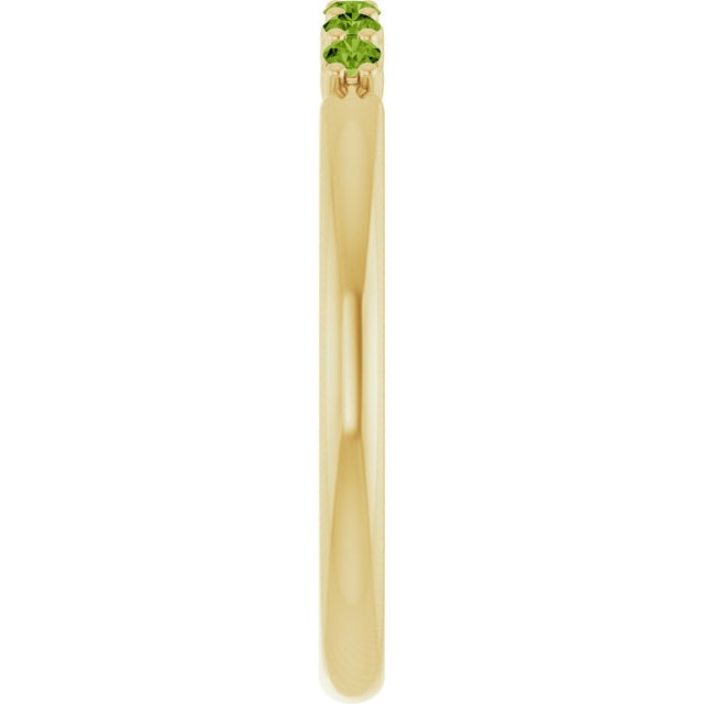 14K Gold Round Natural Peridot Accented Stackable Ring - Yellow Gold - view 9