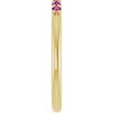 14K Gold Round Natural Pink Tourmaline Accented Stackable Ring - Yellow Gold - view 9