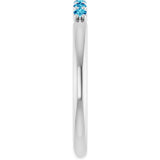 Platinum Round Natural Blue Zircon Accented Stackable Ring - view 9