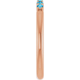 14K Gold Round Natural Aquamarine Accented Stackable Ring - Rose Gold - view 9