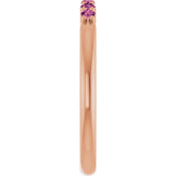 14K Gold Round Natural Pink Tourmaline Accented Stackable Ring - Rose Gold - view 9