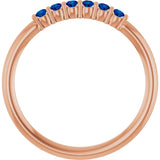 14K Gold Round Natural Blue Sapphire Accented Stackable Ring - Rose Gold - view 7