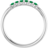 Platinum Round Natural Emerald Accented Stackable Ring - view 7