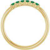 14K Gold Round Natural Emerald Accented Stackable Ring - Yellow Gold - view 7