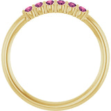 14K Gold Round Natural Pink Tourmaline Accented Stackable Ring - Yellow Gold - view 7