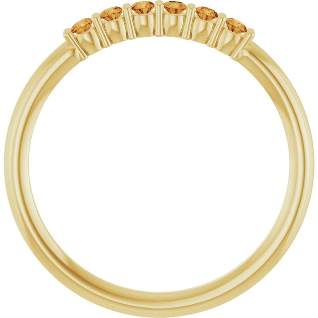 14K Gold Round Natural Citrine Accented Stackable Ring - Yellow Gold - view 7