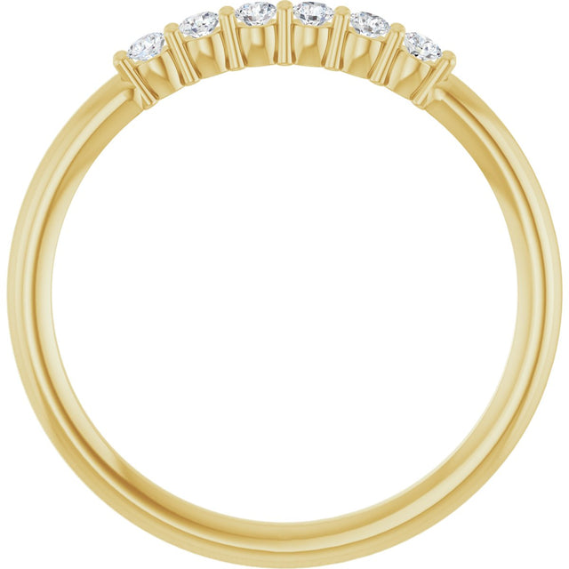 14K Gold Round Natural Diamond Accented Stackable Ring - Yellow Gold - view 7