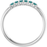 Platinum Round Natural Alexandrite Accented Stackable Ring - view 7