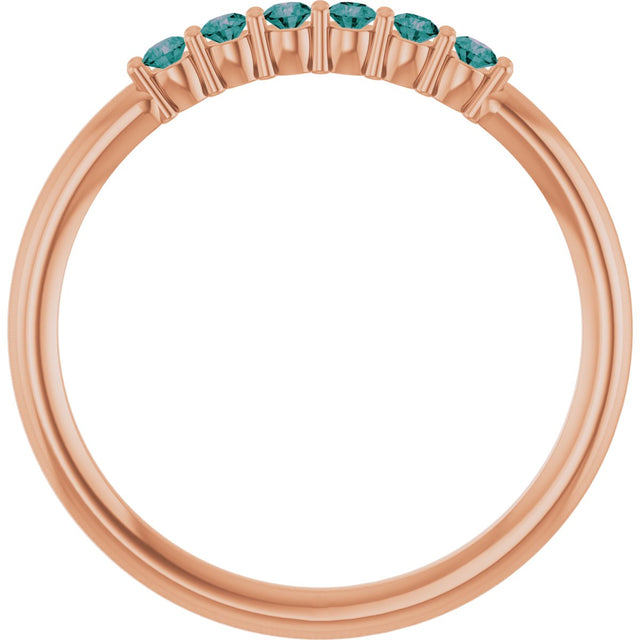 14K Gold Round Natural Alexandrite Accented Stackable Ring - Rose Gold - view 7