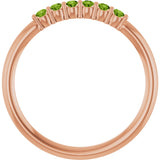 14K Gold Round Natural Peridot Accented Stackable Ring - Rose Gold - view 7