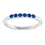 Platinum Round Natural Blue Sapphire Accented Stackable Ring - view 8