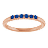 14K Gold Round Natural Blue Sapphire Accented Stackable Ring - Rose Gold - view 8