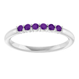 Platinum Round Natural Amethyst Accented Stackable Ring - view 8