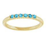 14K Gold Round Natural Aquamarine Accented Stackable Ring - Yellow Gold - view 8