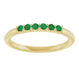 14K Gold Round Natural Emerald Accented Stackable Ring - Yellow Gold - view 8