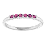 Platinum Round Natural Pink Tourmaline Accented Stackable Ring - view 8