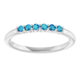 Platinum Round Natural Blue Zircon Accented Stackable Ring - view 8