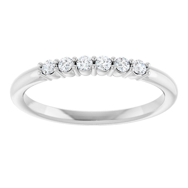Platinum Round Natural Diamond Accented Stackable Ring - view 8