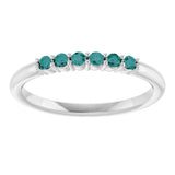 Platinum Round Natural Alexandrite Accented Stackable Ring - view 8