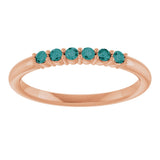 14K Gold Round Natural Alexandrite Accented Stackable Ring - Rose Gold - view 8