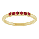 14K Gold Round Natural Ruby Accented Stackable Ring - Yellow Gold - view 8