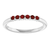 Platinum Round Natural Mozambique Garnet Accented Stackable Ring - view 8