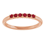 14K Gold Round Natural Ruby Accented Stackable Ring - Rose Gold - view 8