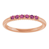 14K Gold Round Natural Pink Tourmaline Accented Stackable Ring - Rose Gold - view 8