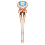 14K Gold Round Natural Swiss Blue Topaz & Natural Diamond Accented Sculptural Ring - Rose Gold - view 4