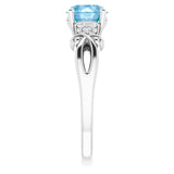 Platinum Round Natural Swiss Blue Topaz & Natural Diamond Accented Sculptural Ring - view 4